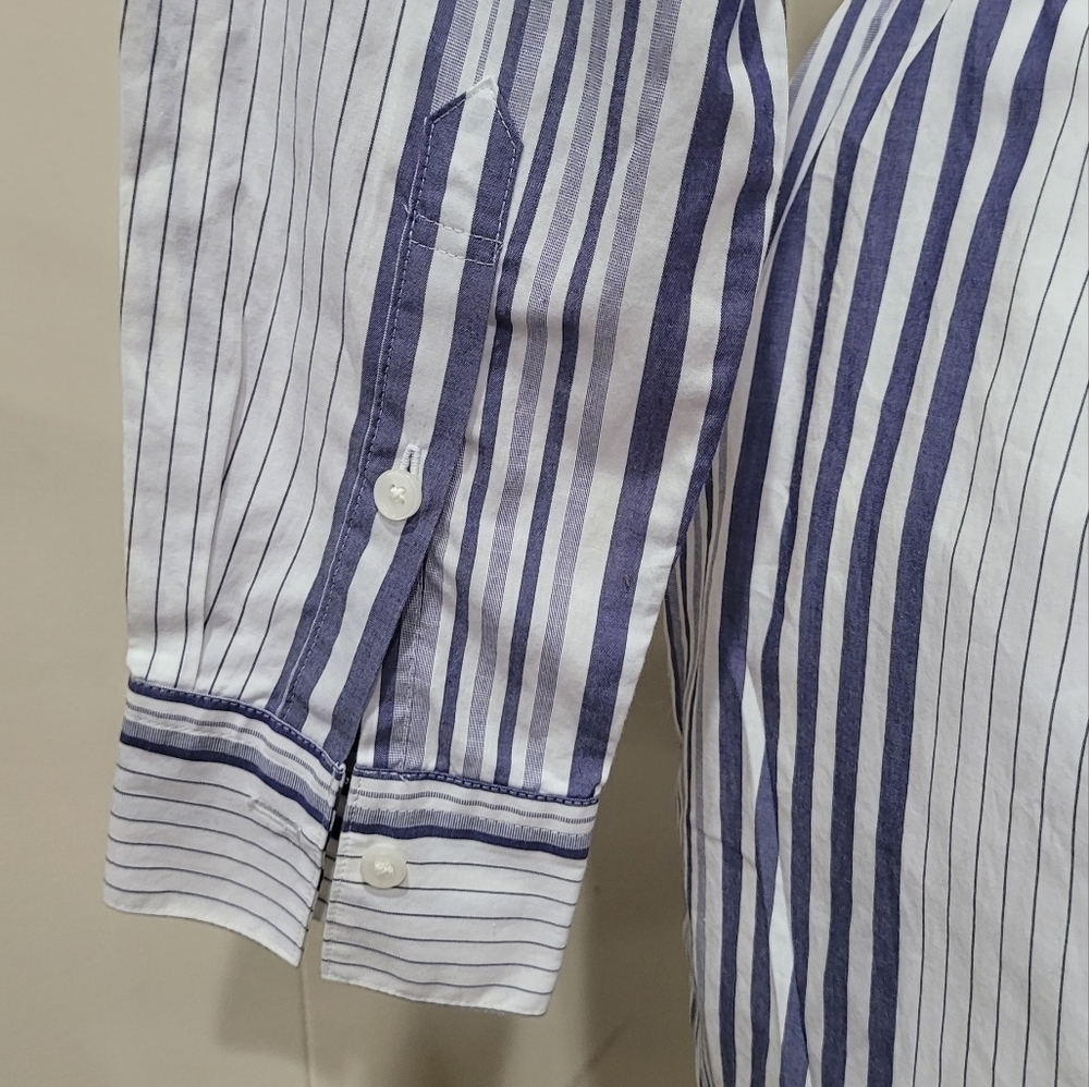 Striped Belted Midi Cotton Shirt Dress Womens Size XS - Picture 5 of 14